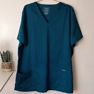 Cherokee Deep Teal V-Neck Scrub Top Men size 2xl scrubs